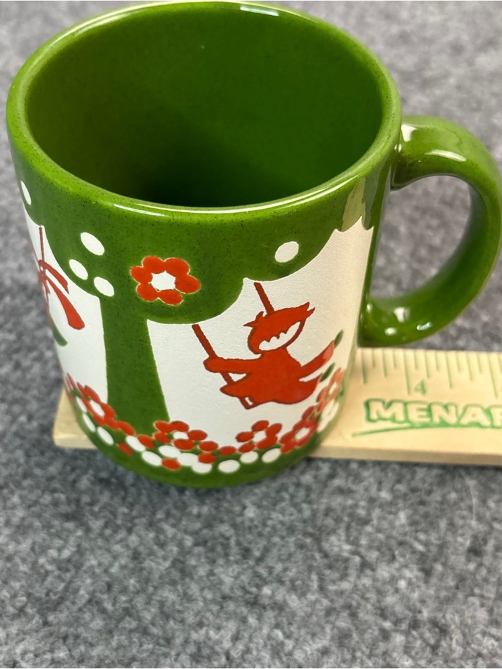 VTG Waechtersbach Pottery West Germany Apple Orchard Tree Coffee Mug Green Swing - Picture 11 of 11
